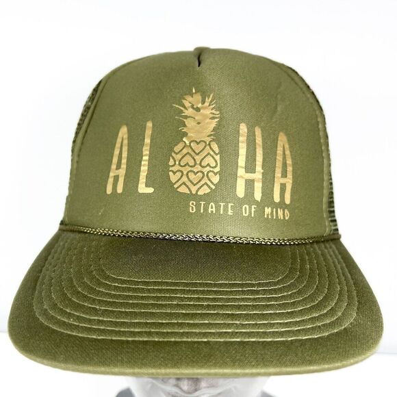 OTTO Hawaiian State Of Mind Green Foam Trucker Hat NEW - Picture 2 of 8